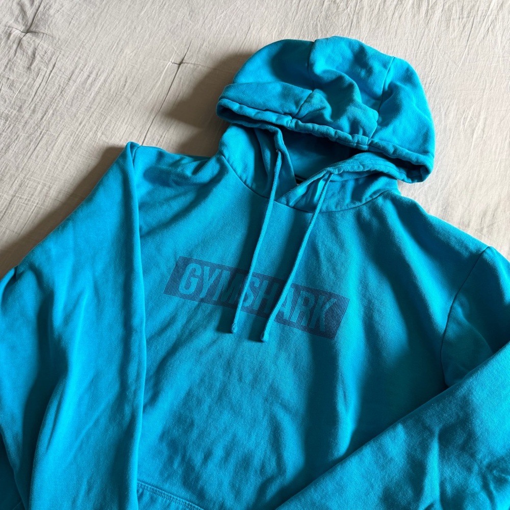 Gymshark‎ Logo Spellout Pullover Hoodie Men’s XL Blue Performance Gym Training